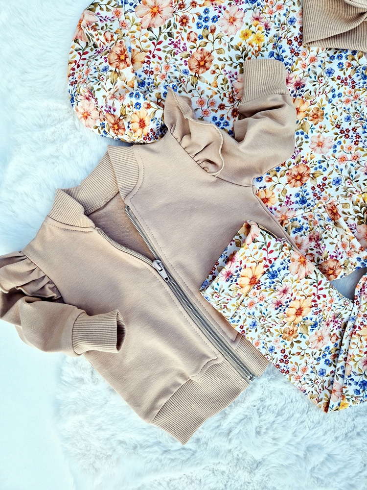 BOMBERKA zamek BEŻ KLASYCZNY falbanki