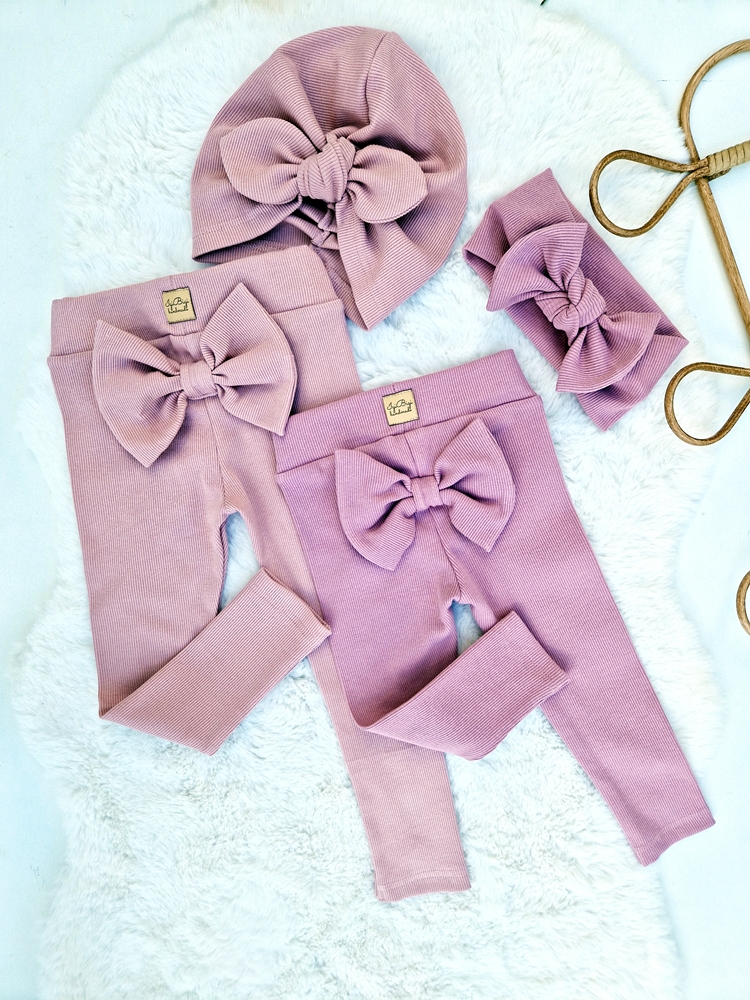 LEGGINSY prążkowane BIG BOW jasny brudny róż