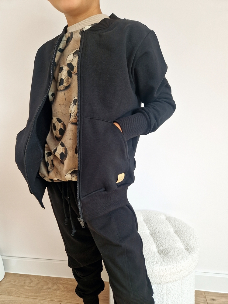 KOMPLET bomberka kieszenie+JOGGERSY czarne