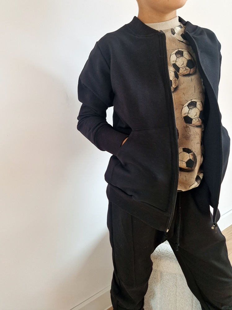 KOMPLET bomberka kieszenie+JOGGERSY czarne