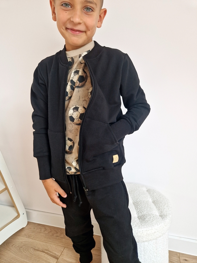 KOMPLET bomberka kieszenie+JOGGERSY czarne