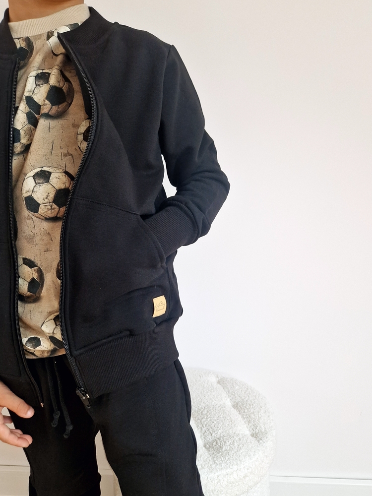 KOMPLET bomberka kieszenie+JOGGERSY czarne