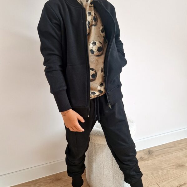 KOMPLET bomberka kieszenie+JOGGERSY czarne