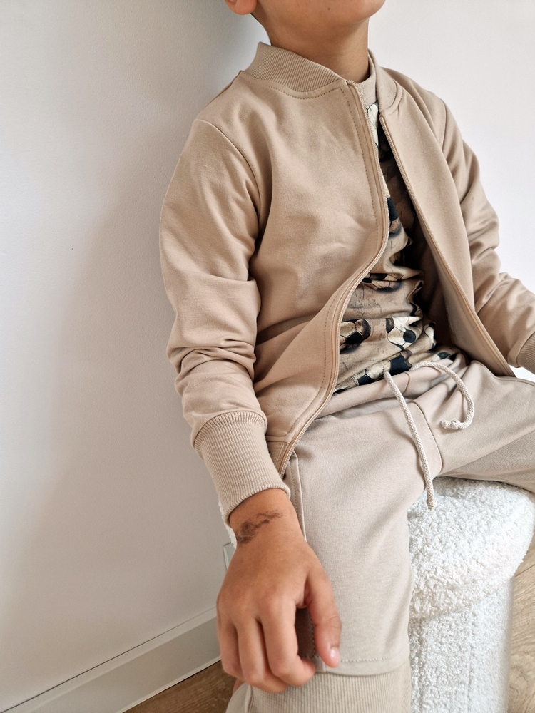 KOMPLET bomberka +JOGGERSY jasny beż