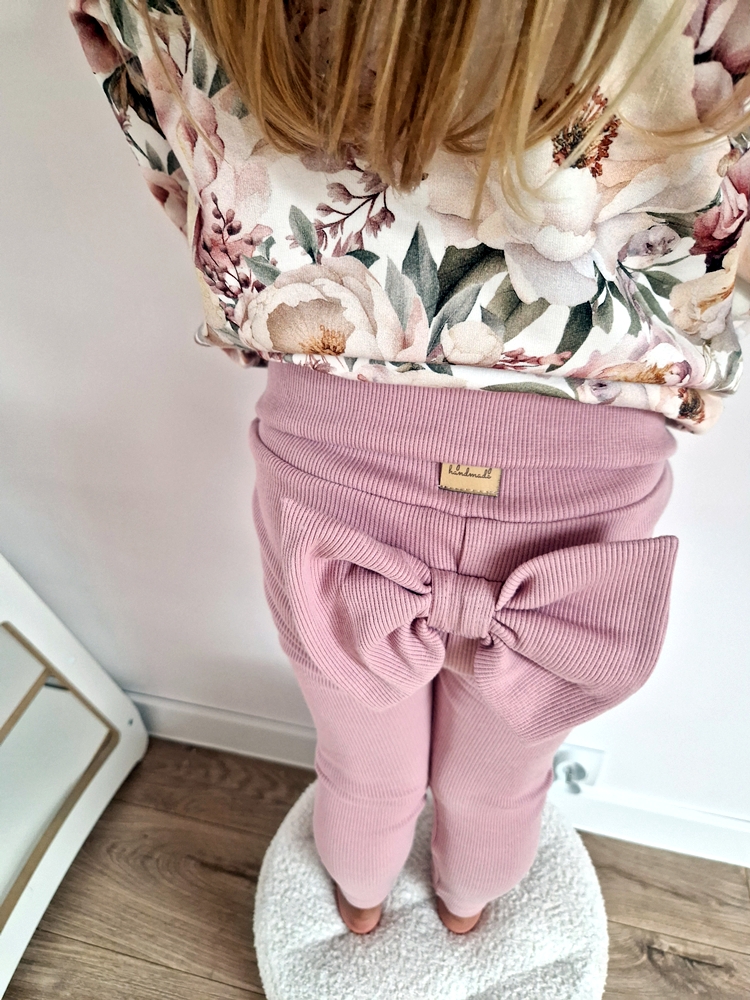 LEGGINSY prążkowane BIG BOW jasny brudny róż