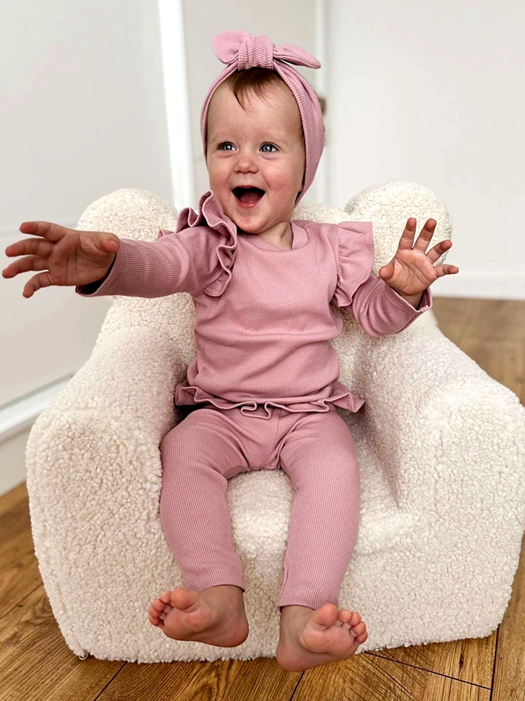 Prążkowany komplecik JASNY BRUDNY RÓŻ