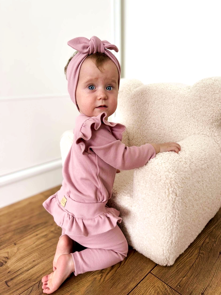 Prążkowany komplecik JASNY BRUDNY RÓŻ