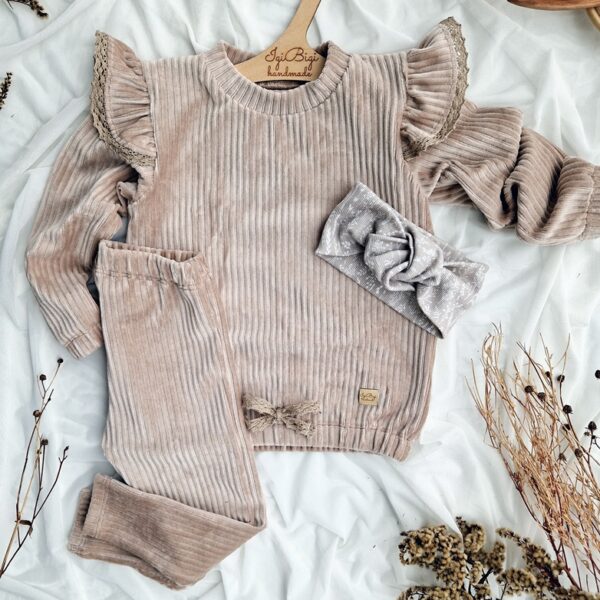 Dresik welurek prążek BEŻ