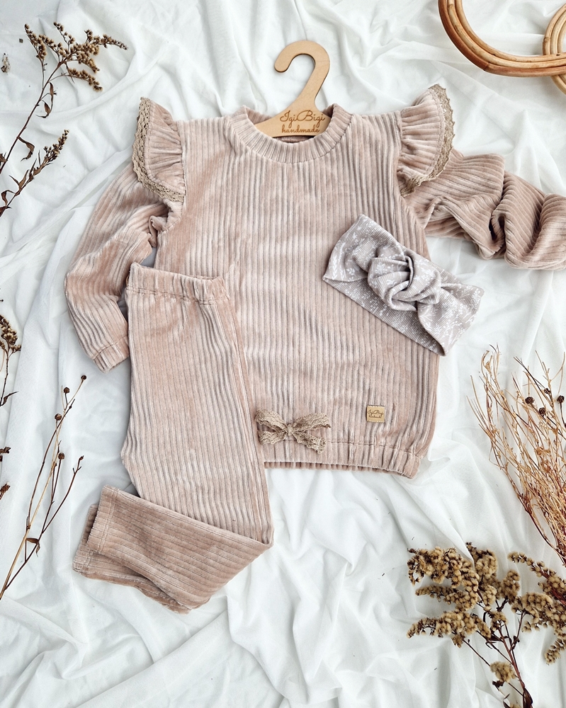 Dresik welurek prążek BEŻ