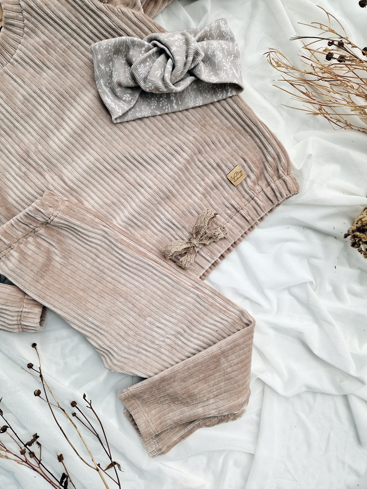 Dresik welurek prążek BEŻ