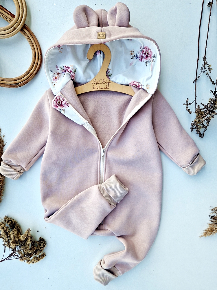 KOMBINEZON dresówka drapana TAUPE tęcze