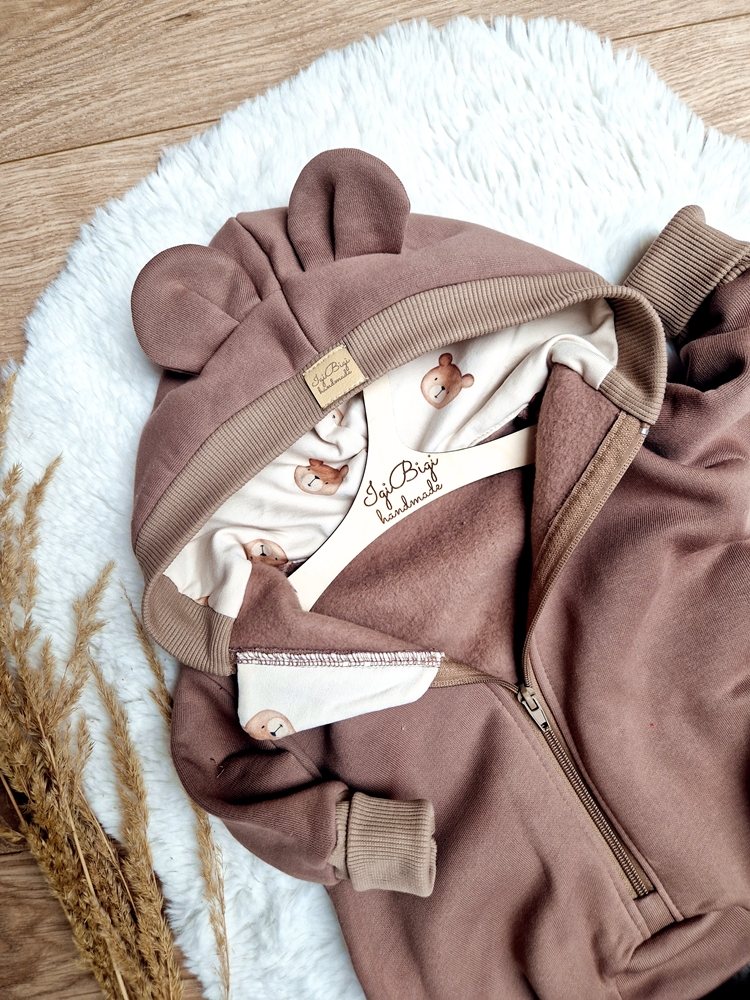 KOMBINEZON dresówka drapana ORZECH misiaki