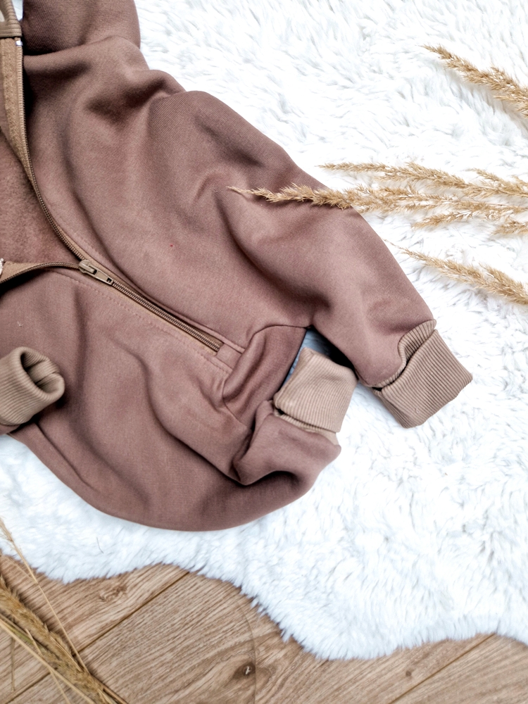 KOMBINEZON dresówka drapana ORZECH misiaki