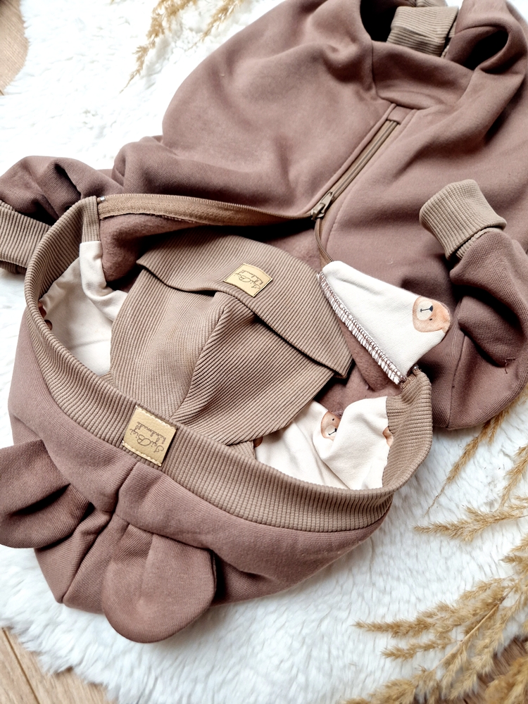 KOMBINEZON dresówka drapana ORZECH misiaki