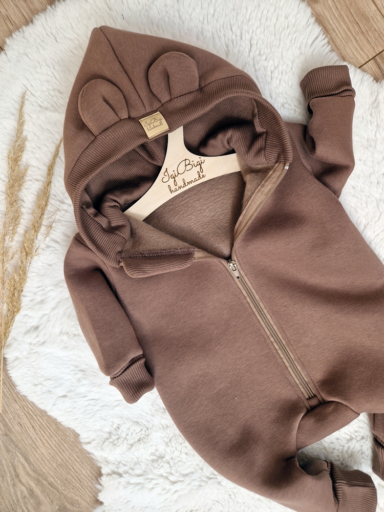 KOMBINEZON dresówka drapana ORZECH