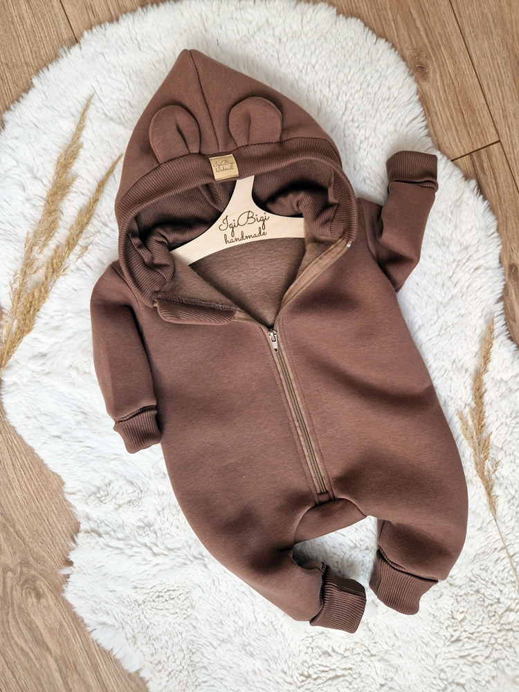 KOMBINEZON dresówka drapana ORZECH