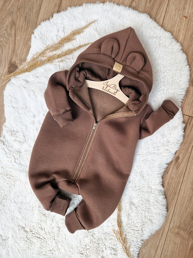 KOMBINEZON dresówka drapana ORZECH