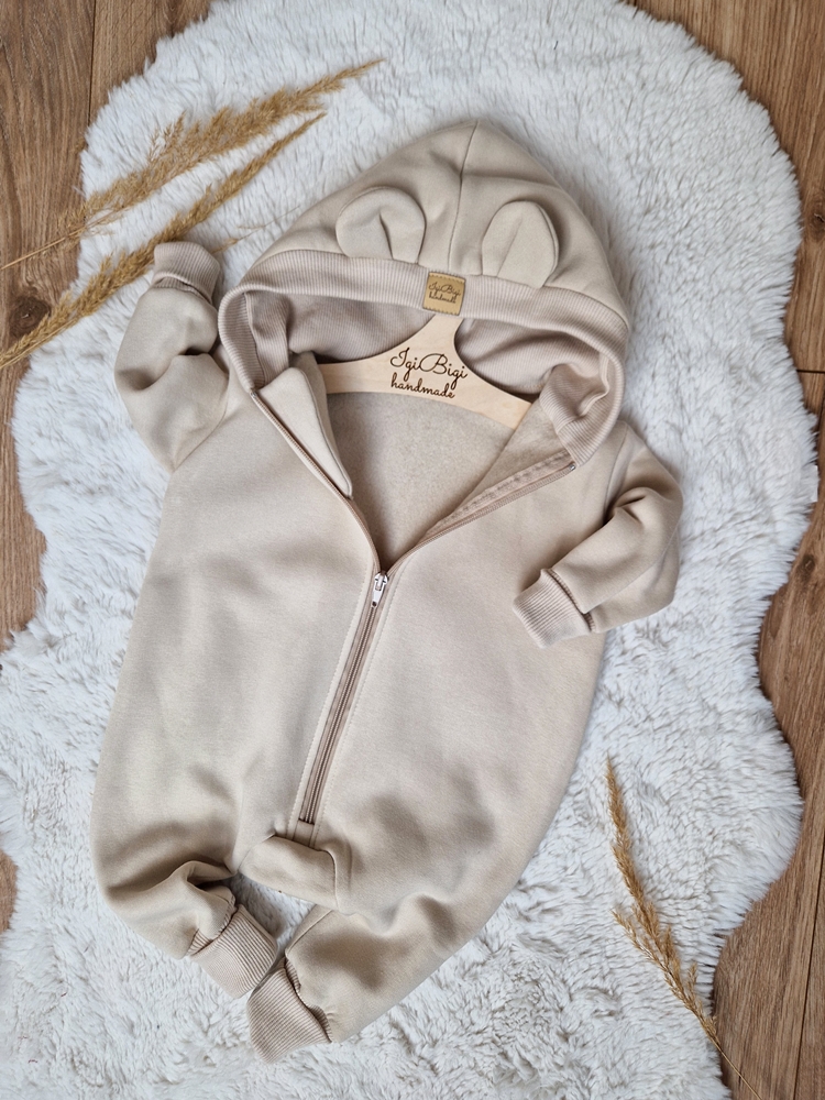 KOMBINEZON dresówka drapana JASNY BEŻ