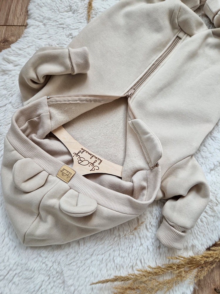 KOMBINEZON dresówka drapana JASNY BEŻ