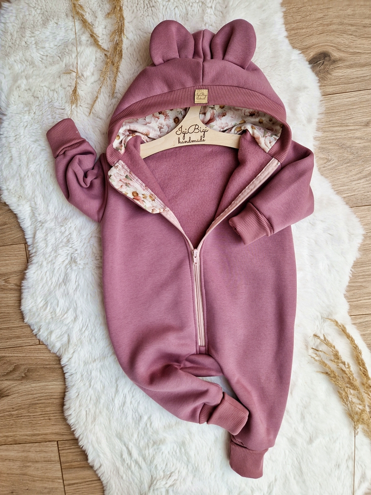 KOMBINEZON dresówka drapana JAGODA peonie