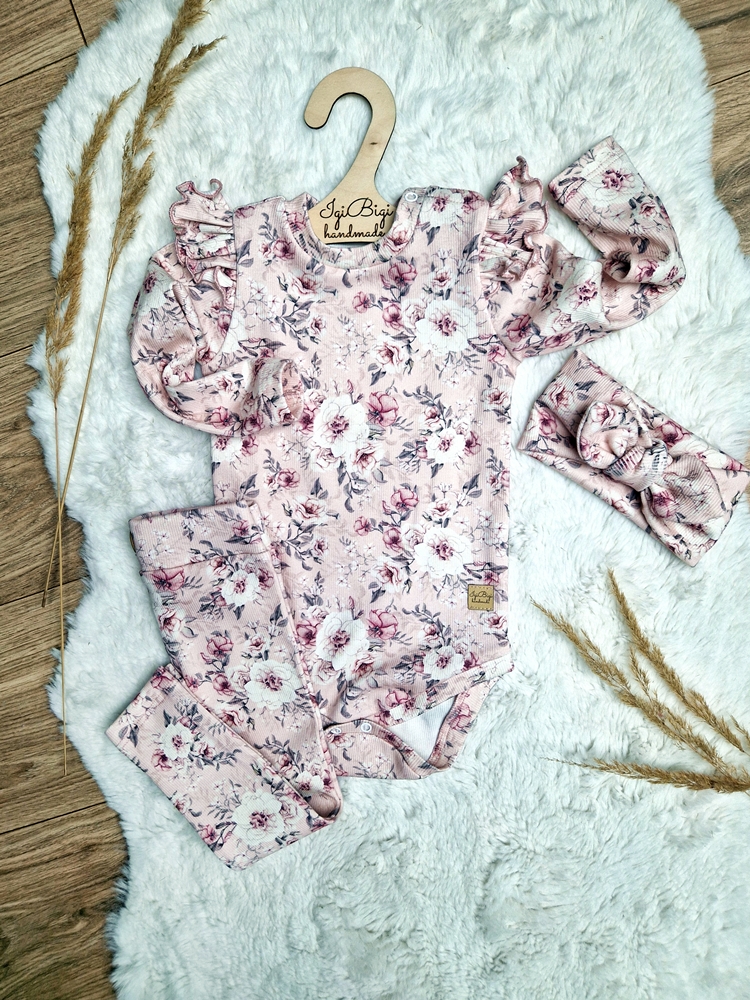 Body+legginsy prążkowane ROSE FLOW