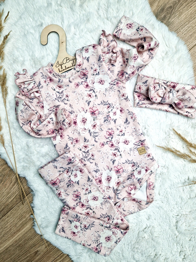 Body+legginsy prążkowane ROSE FLOW