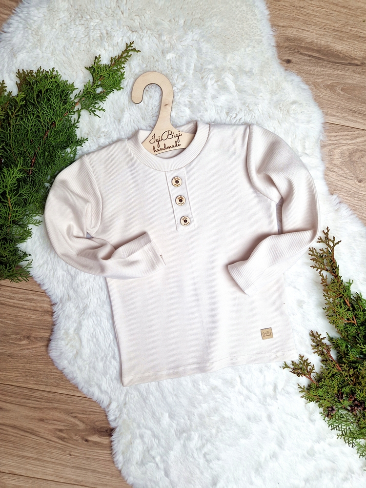 Long/t-shirt chłopięcy prążkowany z guziczkami