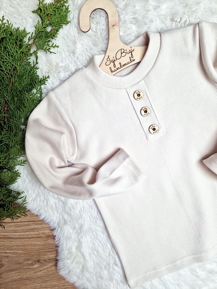 Long/t-shirt chłopięcy prążkowany z guziczkami