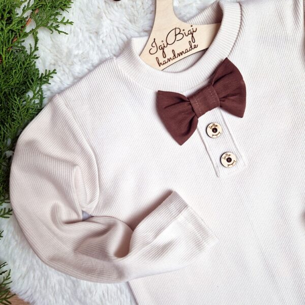 Long/t-shirt chłopięcy prążkowany z muszką KOLORY