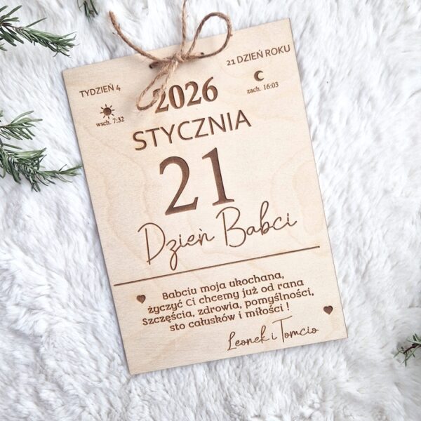 Kartka z kalendarza na dzień BABCI z życzeniami