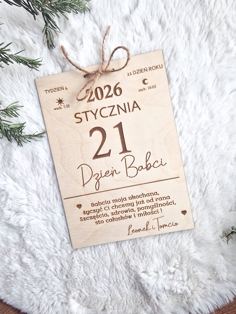 Kartka z kalendarza na dzień BABCI z życzeniami