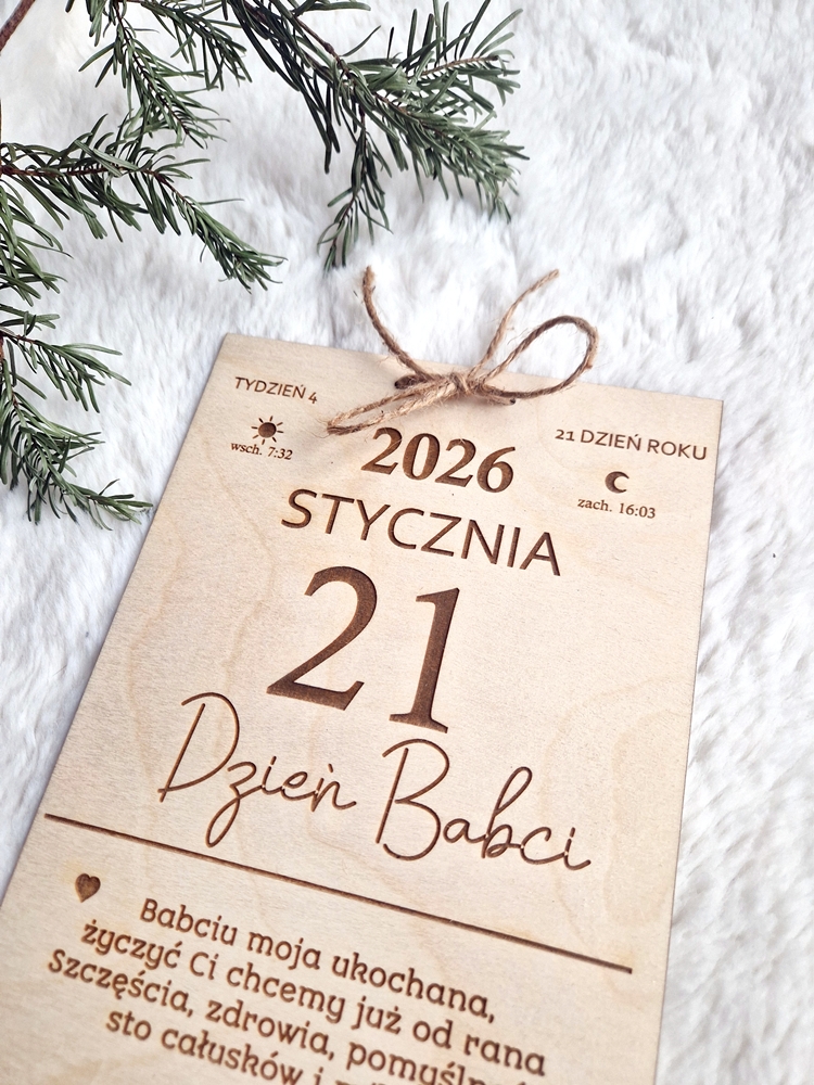 Kartka z kalendarza na dzień BABCI z życzeniami