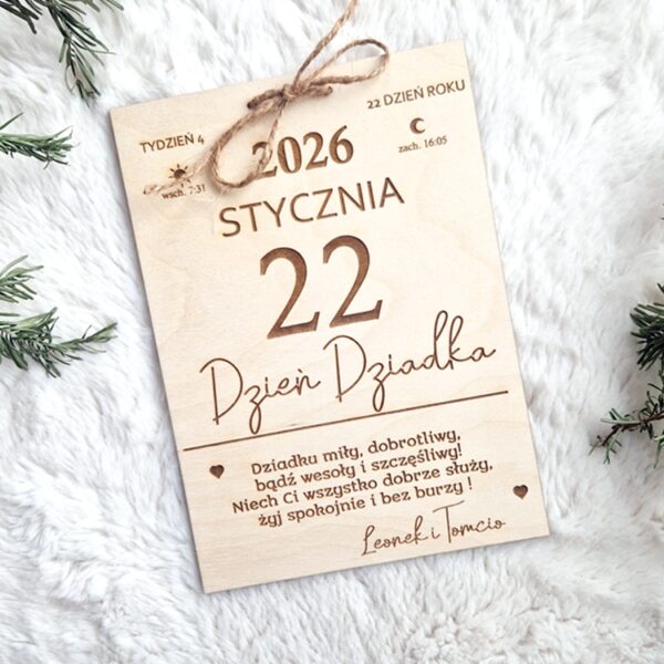 Kartka z kalendarza na dzień DZIADKA z życzeniami