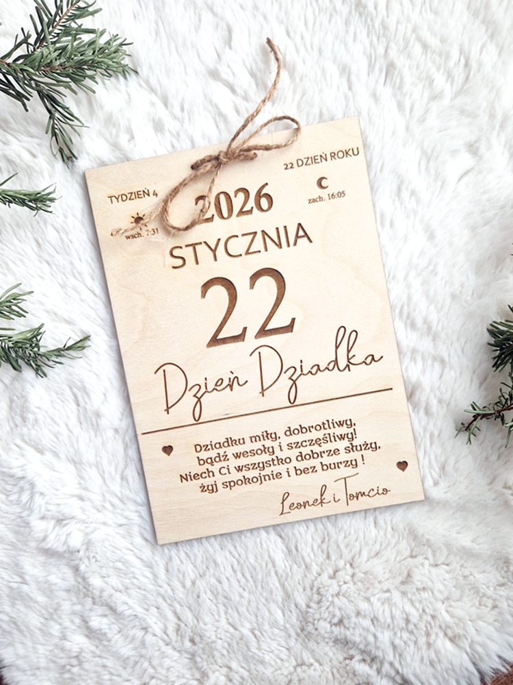 Kartka z kalendarza na dzień DZIADKA z życzeniami