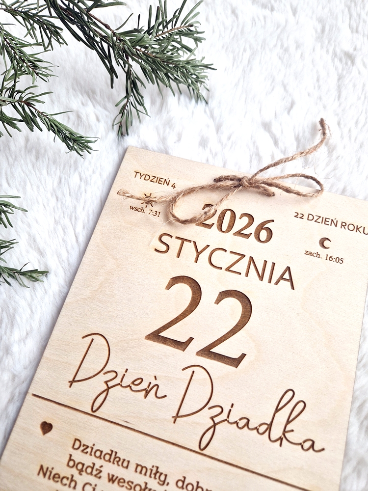 Kartka z kalendarza na dzień DZIADKA z życzeniami
