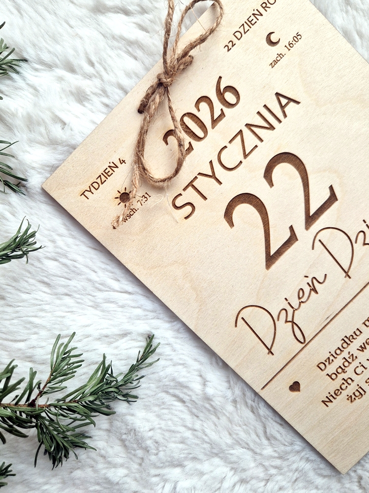 Kartka z kalendarza na dzień DZIADKA z życzeniami