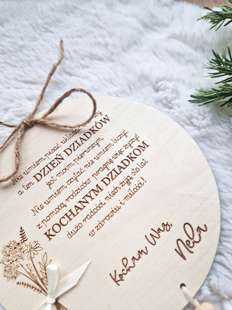 Tabliczka z życzeniami na pierszy DZIEŃ DZIADKÓW