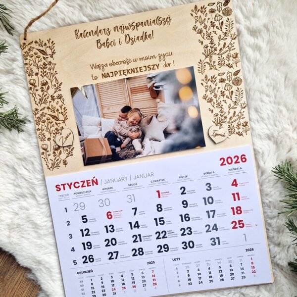 KALENDARZ ze zdjęciem dla DZIADKA/BABCI I