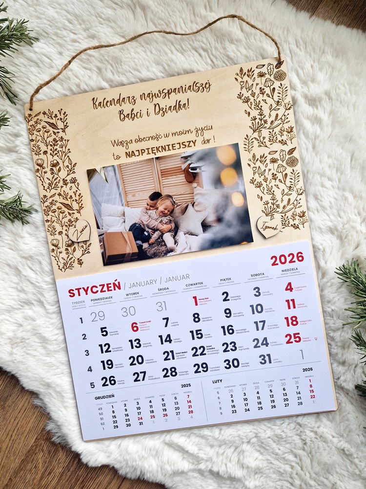 KALENDARZ ze zdjęciem dla DZIADKA/BABCI I