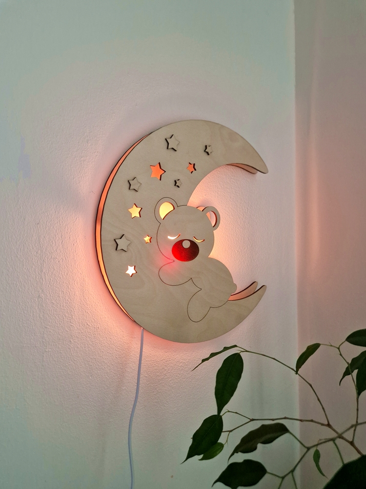 Lampka LED księżyc miś