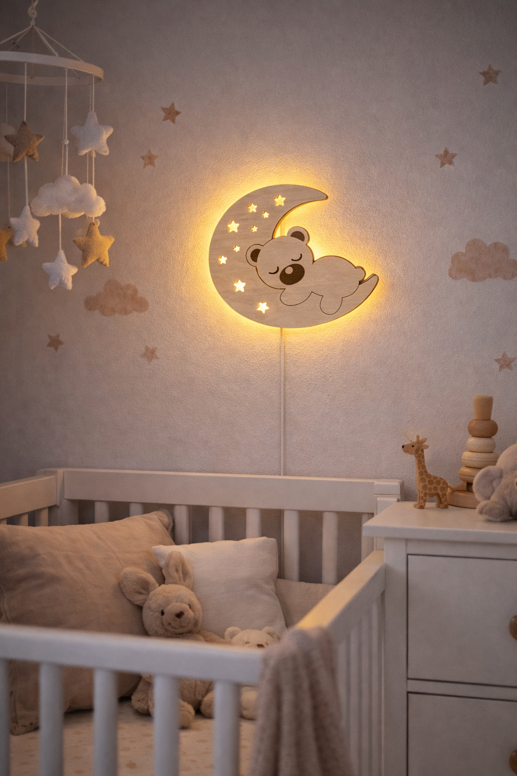 Lampka LED księżyc miś