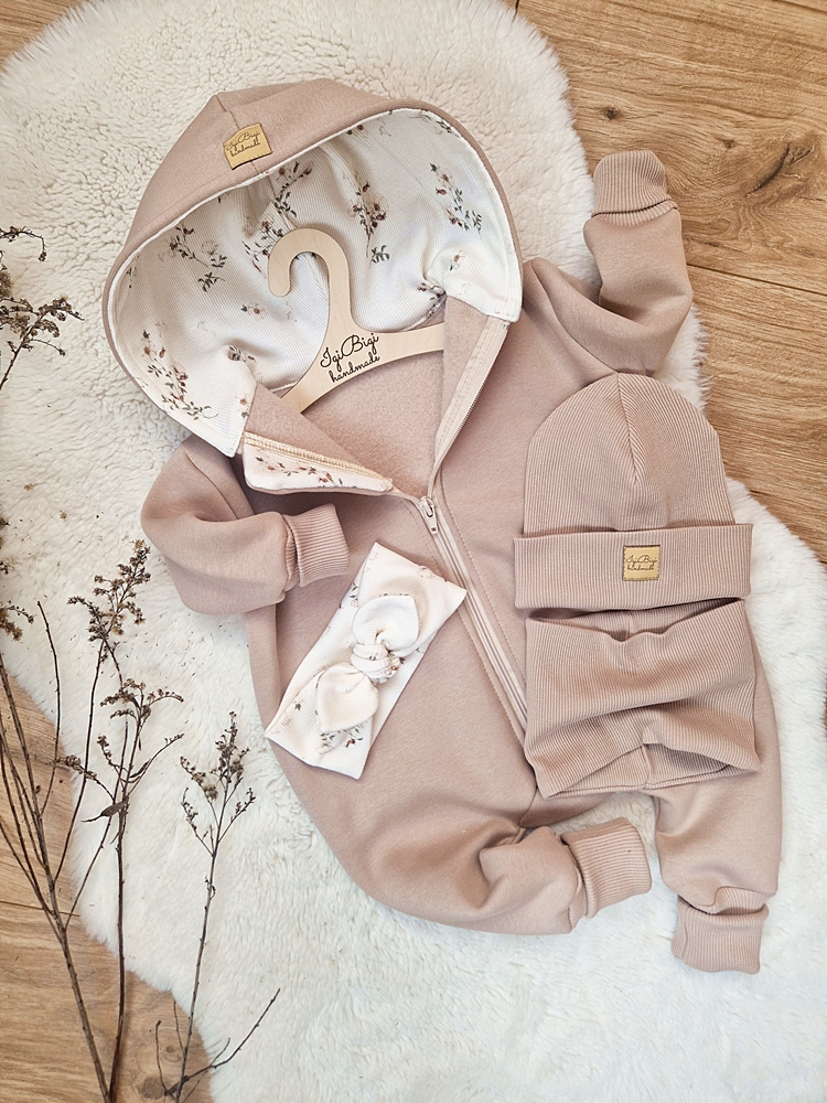 KOMBINEZON dresówka drapana TAUPE little flow