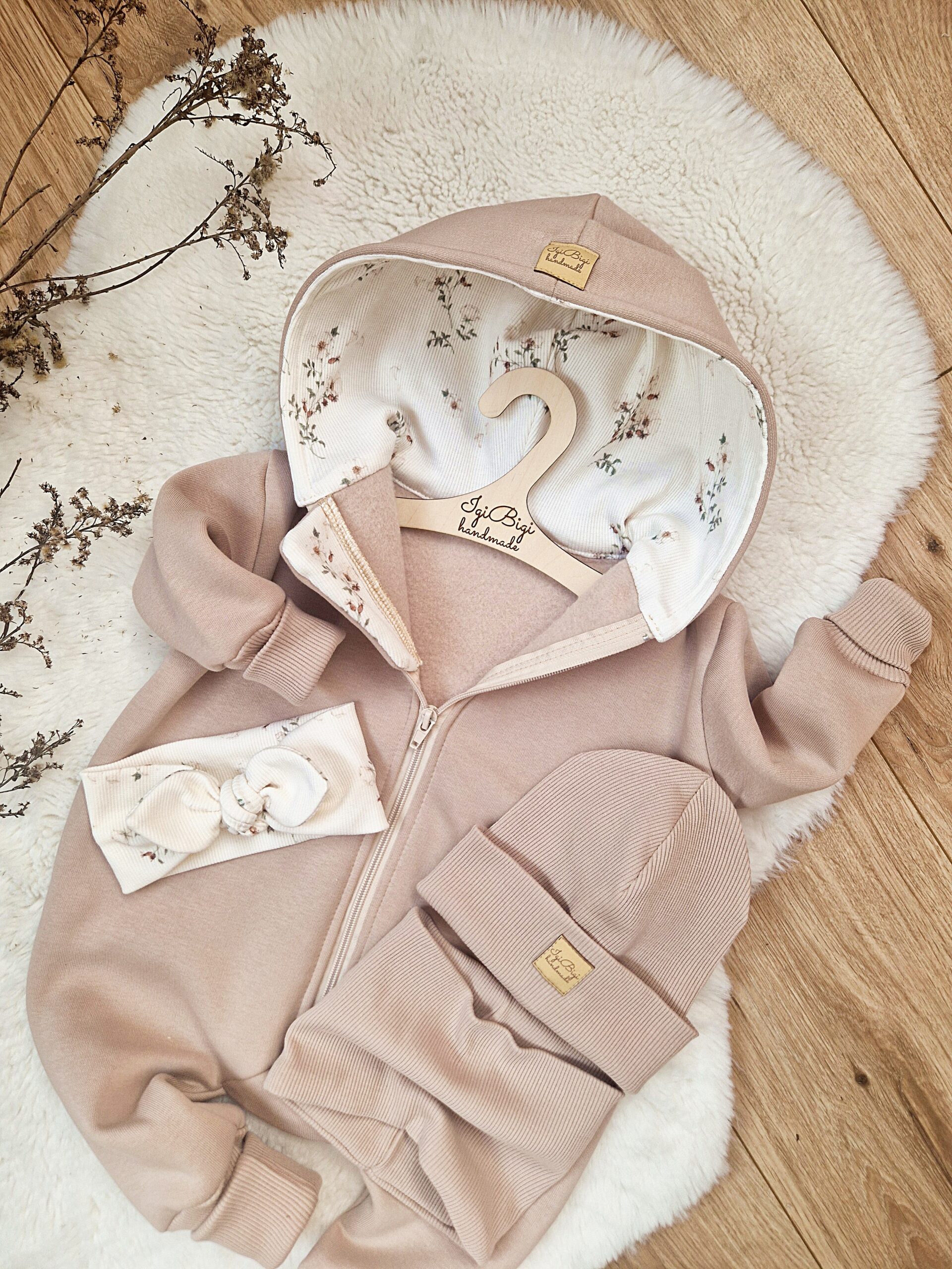 KOMBINEZON dresówka drapana TAUPE little flow