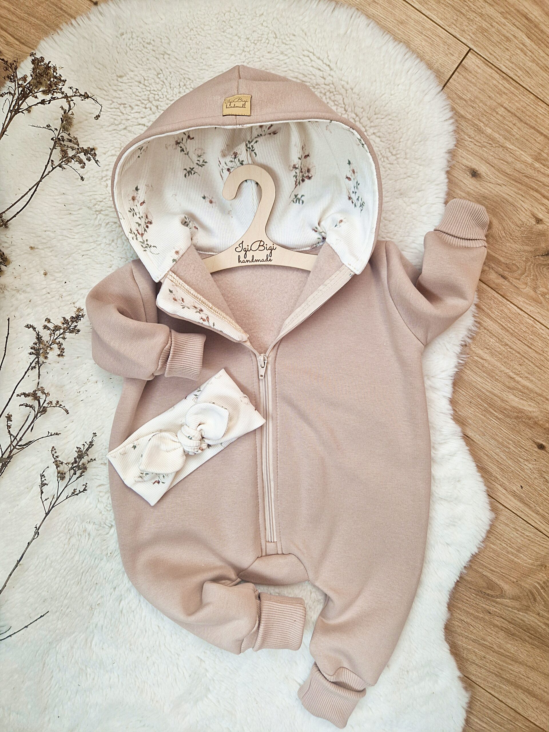 KOMBINEZON dresówka drapana TAUPE little flow
