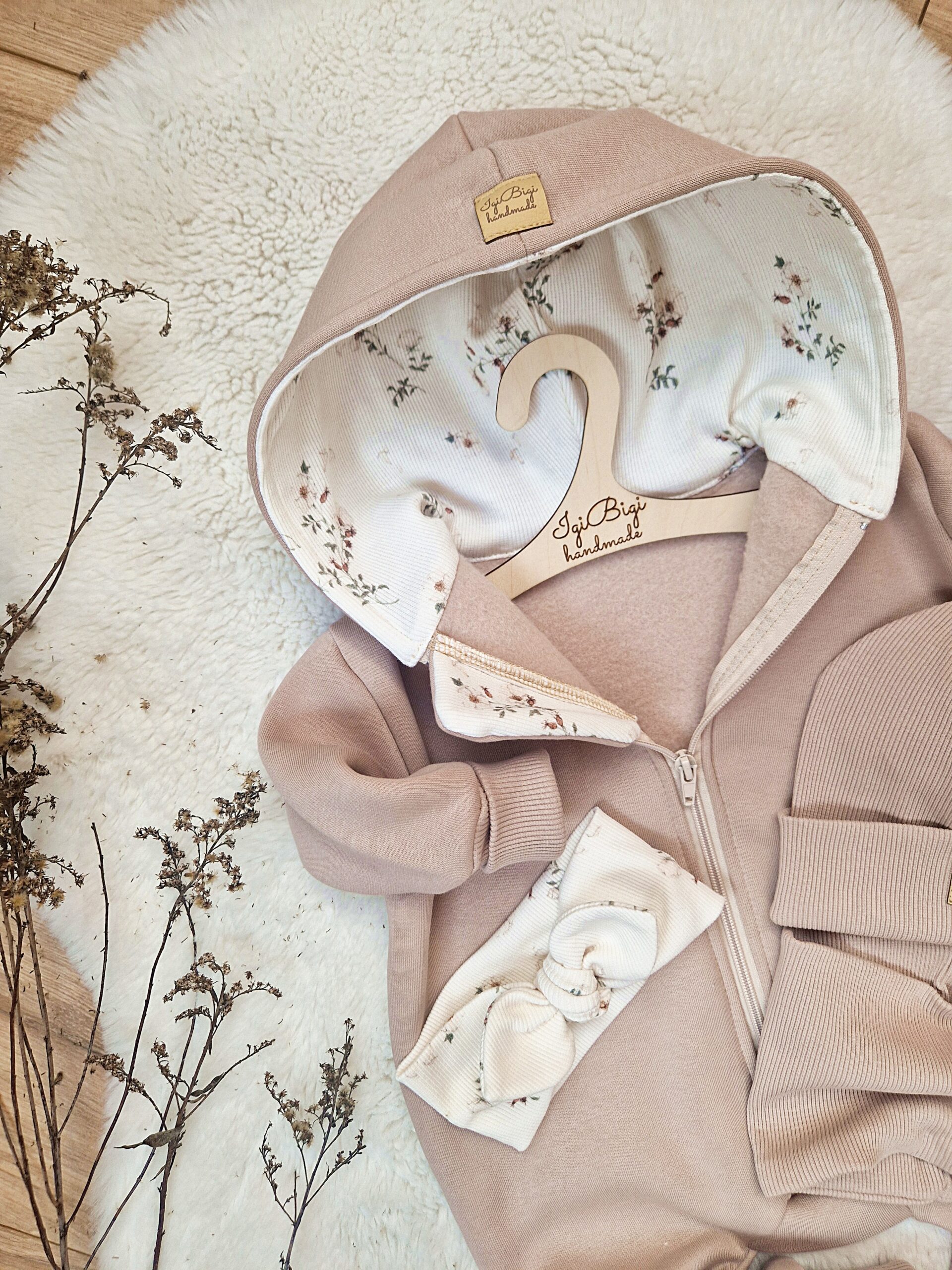 KOMBINEZON dresówka drapana TAUPE little flow