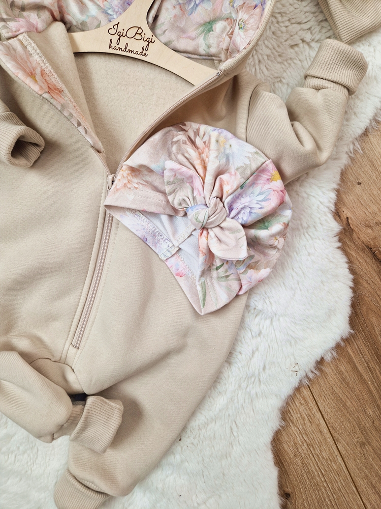KOMBINEZON dresówka drapana JASNY BEŻ flow beige
