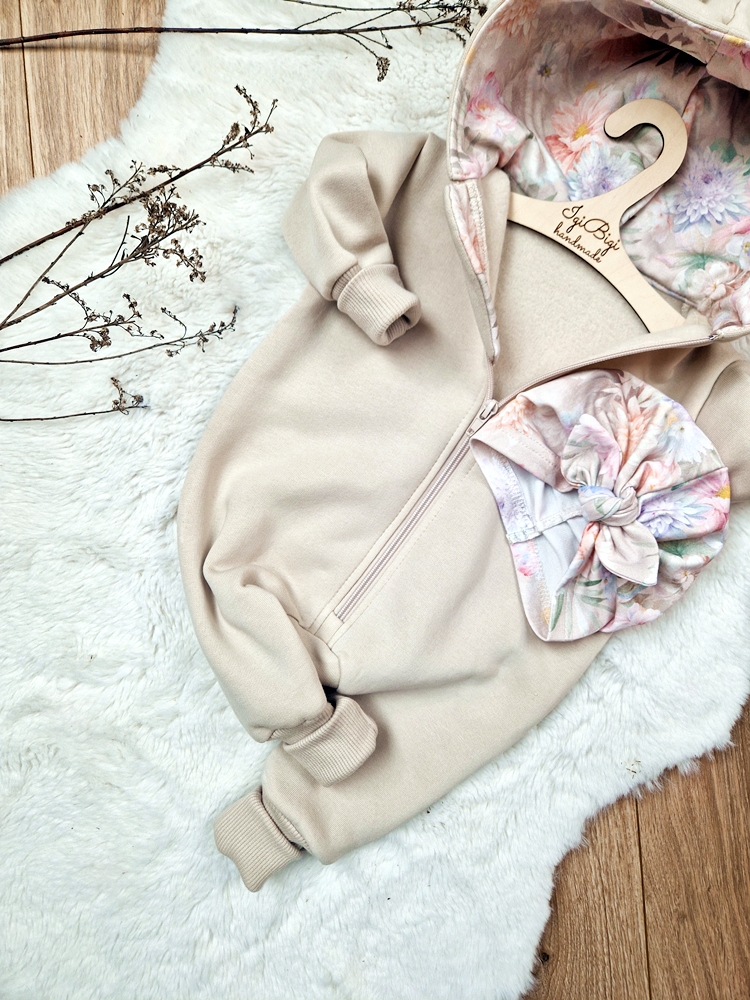 KOMBINEZON dresówka drapana JASNY BEŻ flow beige