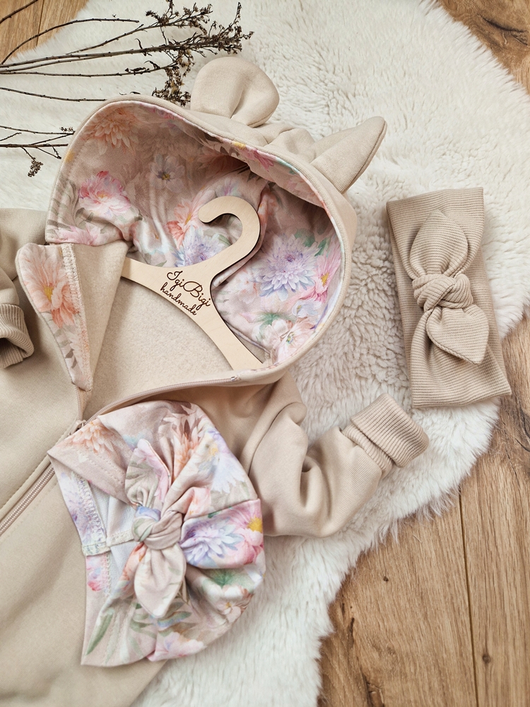 KOMBINEZON dresówka drapana JASNY BEŻ flow beige