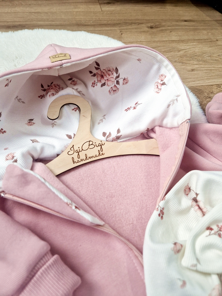 KOMBINEZON dresówka drapana BRUDNY RÓŻ peonies