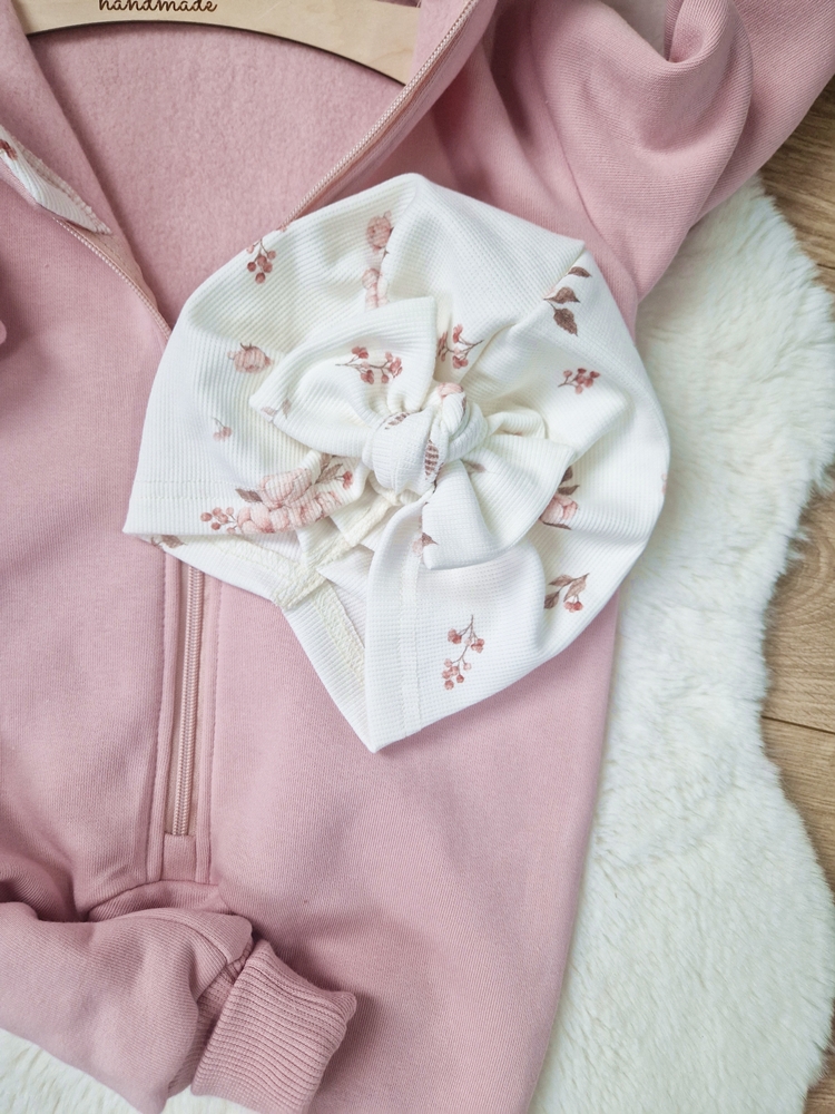 KOMBINEZON dresówka drapana BRUDNY RÓŻ peonies